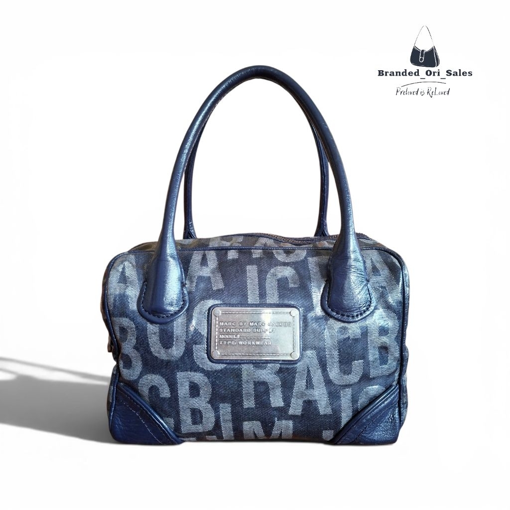 TAS WANITA SPEEDY MJ LAMINATED DENIM BOSTON BAG