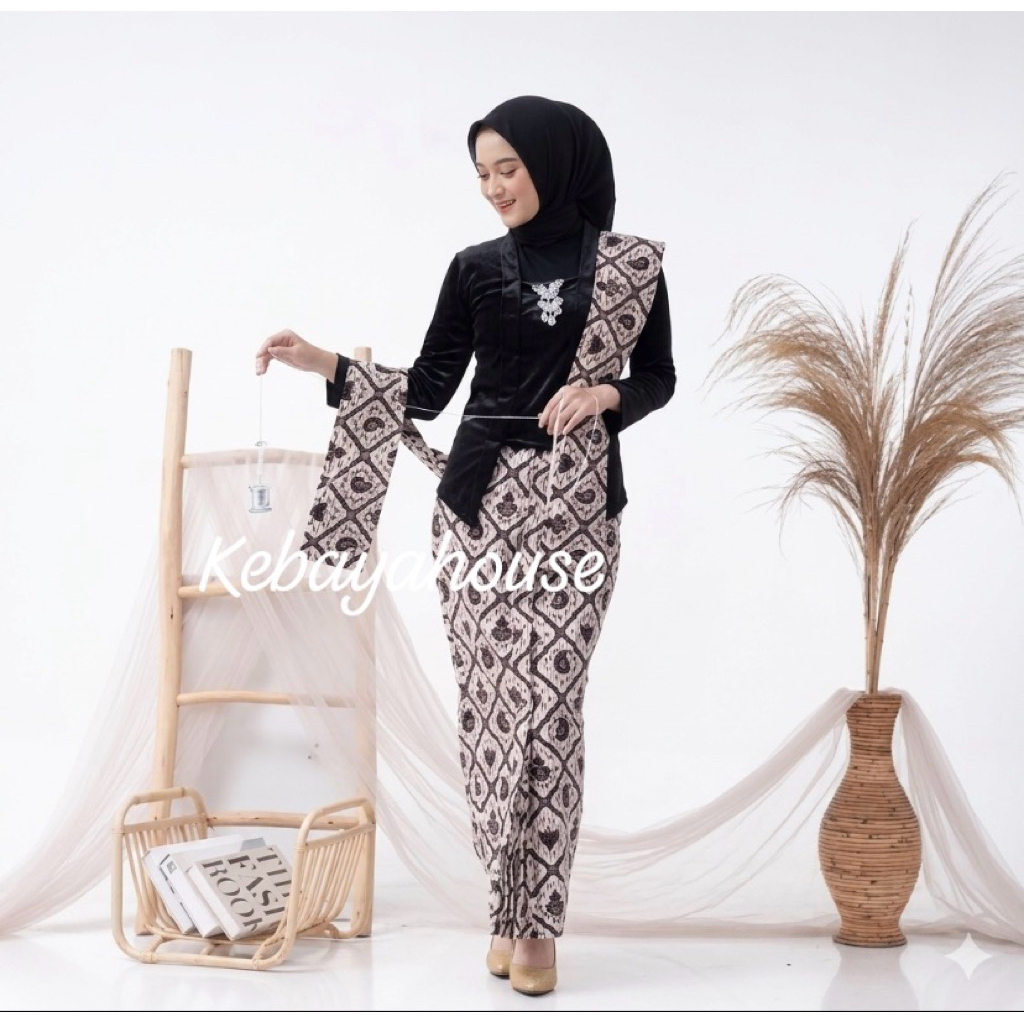 setelan rok katun batik & selendang batik motif senada ((rok katun +selendang))