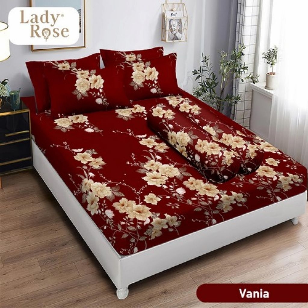 Sprei lady rose flat fitted king 6 kaki tinggi 30 cm (180x200)