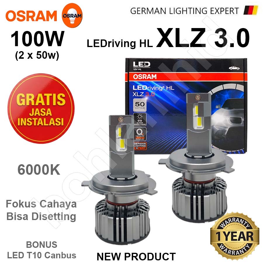 Lampu LED Mobil OSRAM XLZ 3.0 100 Watt 6000K H4 H1 H7 H11 H16 HB3 HB4 Bohlam LED Putih Garansi Resmi