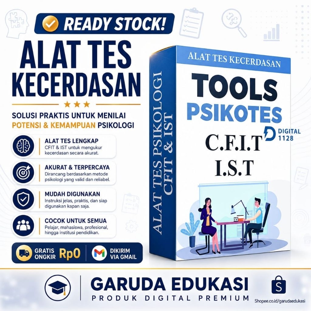 Full Materi TOOLS PSIKOTES - Alat Tes Psikologi CFIT & IST - Program Pengukur Kecerdasan IQ Test Kec
