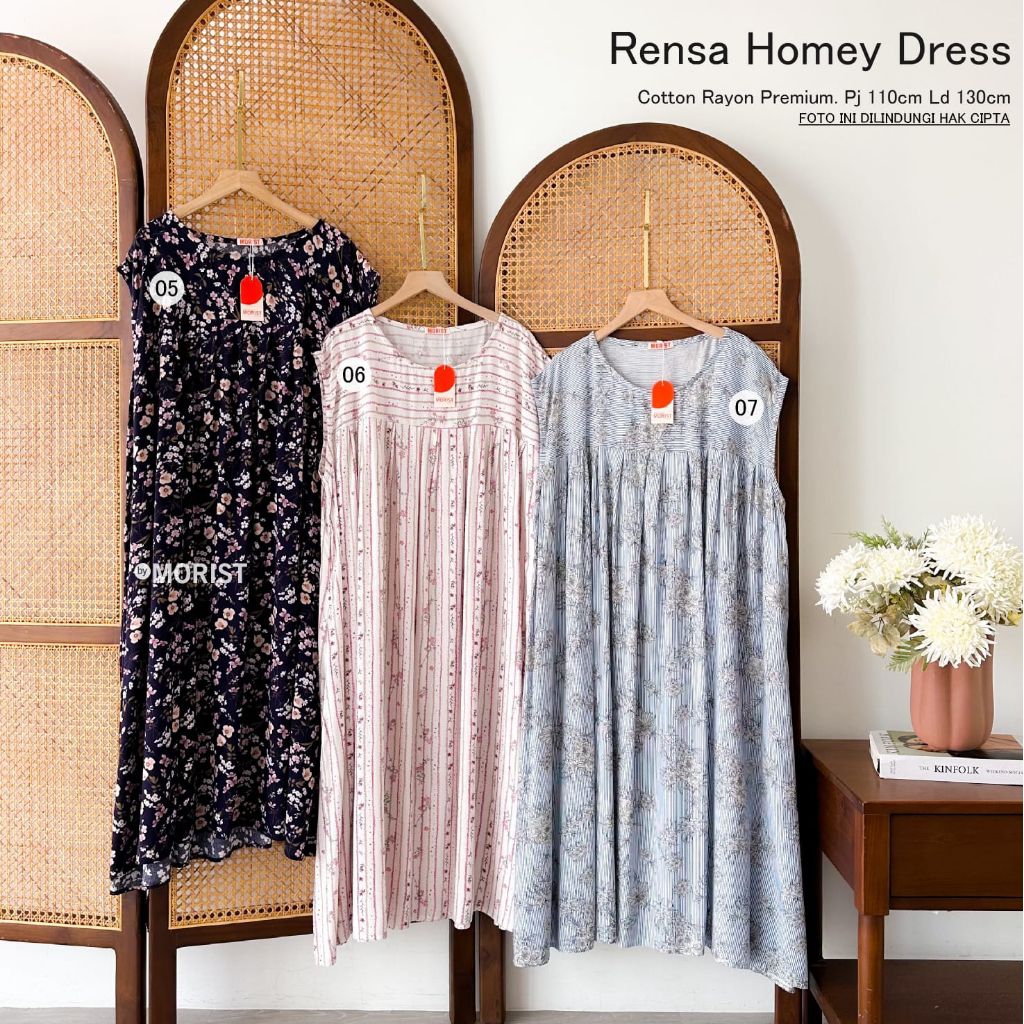 Rensa Homey Dress Daster Pendek Premium Cotton Rayon Original Morist Berlabel