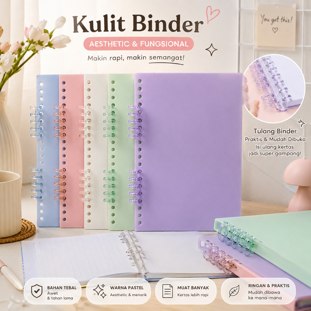 Kulit binder/Cover sampul loose Leaf Bahan Mika Tebal Buram Untuk binder ukuran A4/B5
