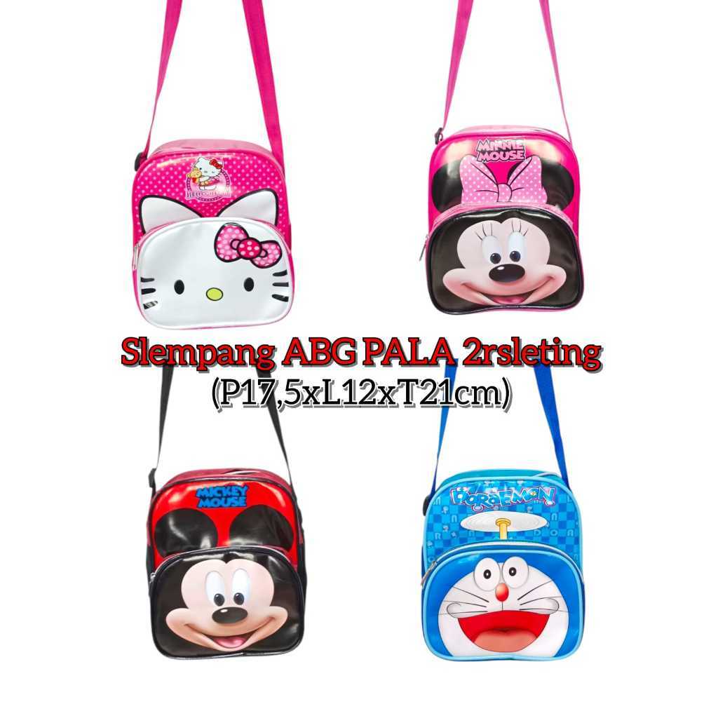 Tas Selempang Anak Remaja Kepala Karakter 2 Resleting - Sling Bag Lucu Murah Untuk anak Cewek dan Co