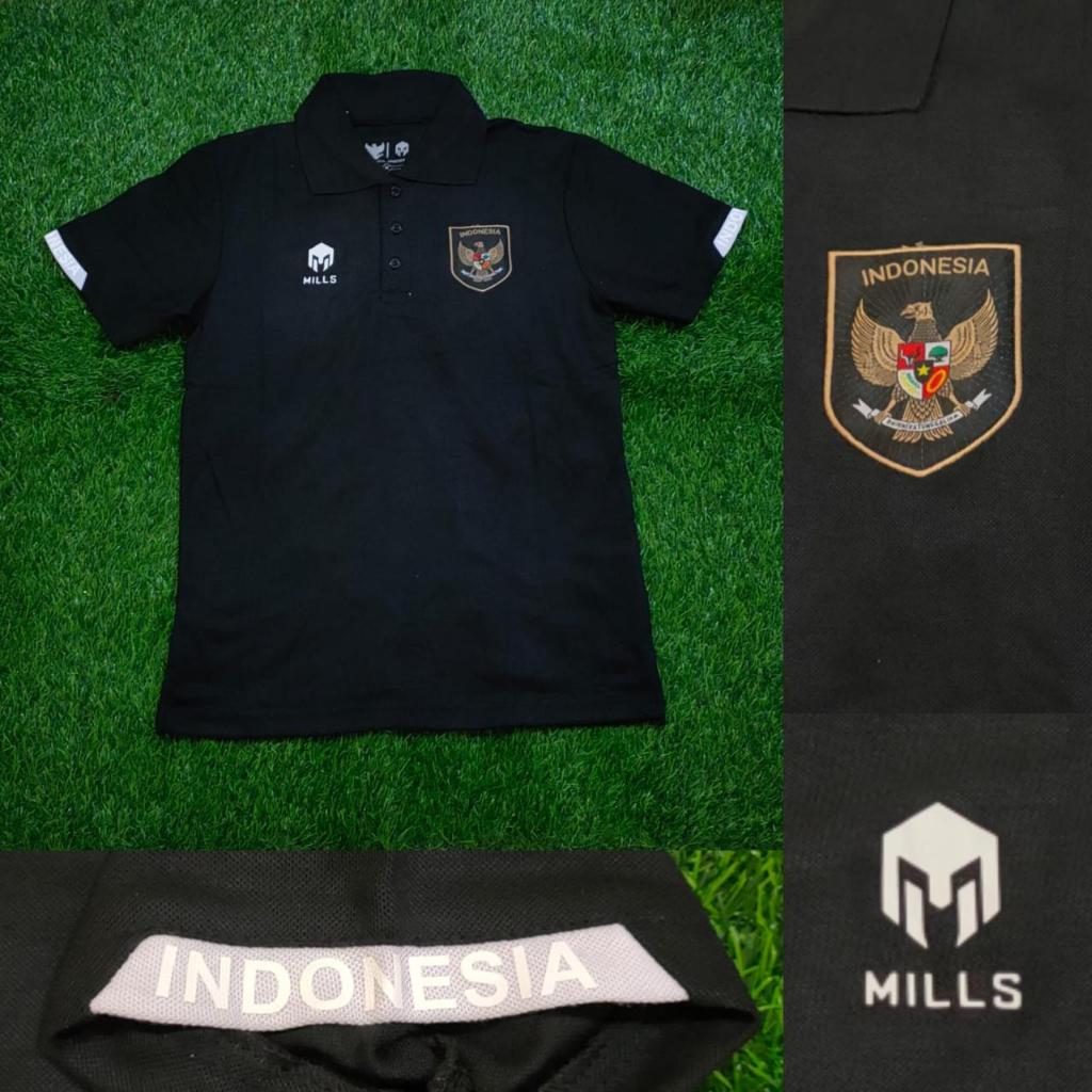 JERSEY POLO SHIRT TIMNAS INDONESIA HITAM GRADE ORI MILLS HIGH QUALITY