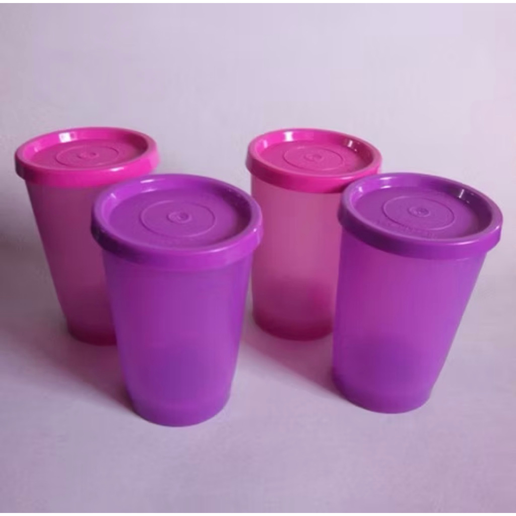 tupperware small tumbler 230ml ( 2 pink + 2 ungu ) gelas tebal