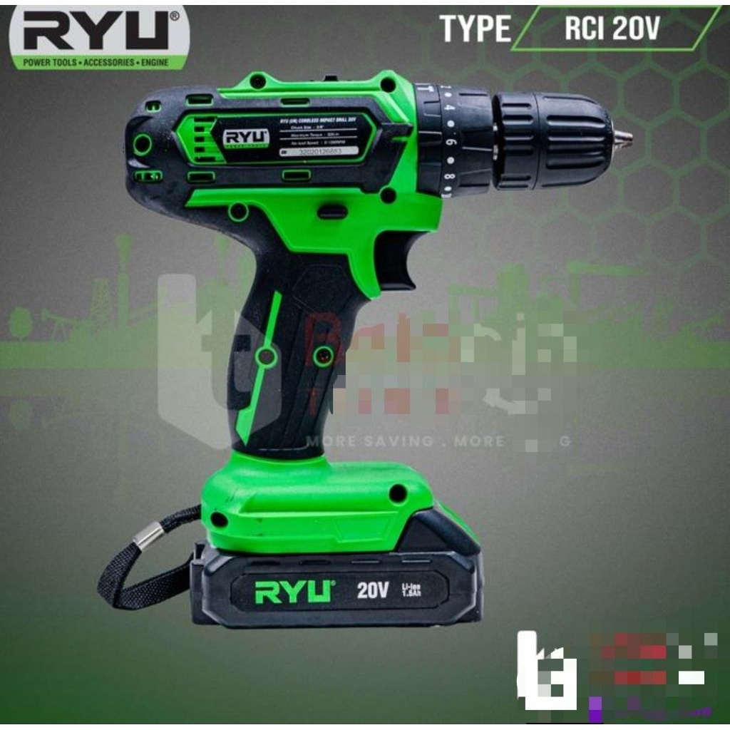 CORDLESS MESIN BOR RYU 20V TANPA KABEL RCI 20V