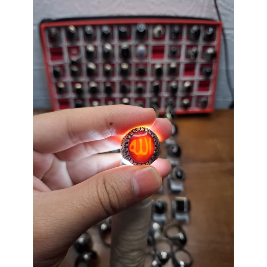 cincin batu akik yaman wulung lafadz allah lafadz muhammad motif tapak jalak junder polos