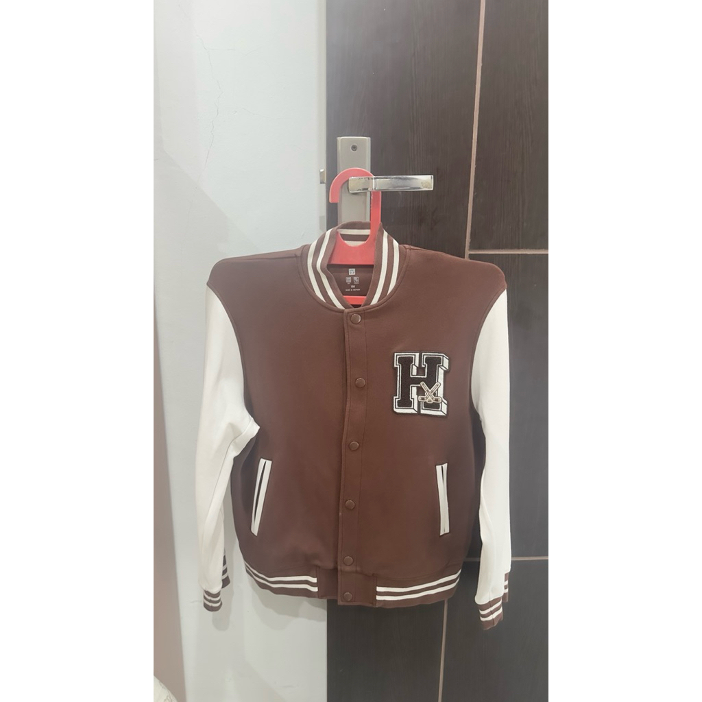 [PRELOVED] Uniqlo Kids Varsity Jacket - Brown (size 150)
