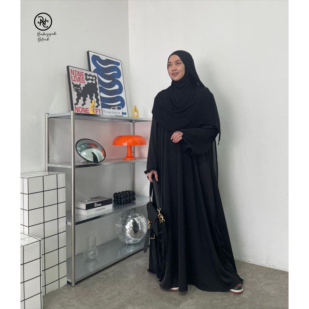 Bahiyyah Hitam Black Dress Abaya DNC Syari Anti UV
