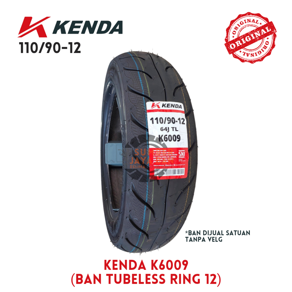 Kenda K6009 110/90-12 Ring 12 110/90 Ban Tubbless Tubles Motor Scoopy Beat