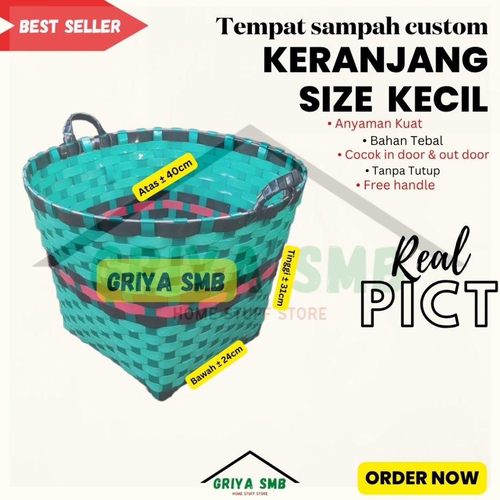 Tempat Sampah Besar / Tong Sampah Plastik Keranjang Anyaman Besar Awet Murah