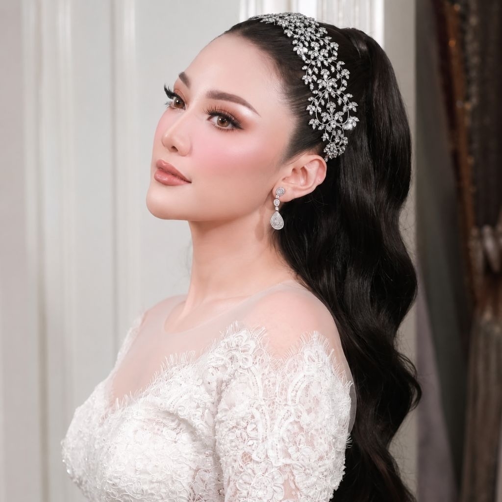 Mahkota Aurel Aksessoris pengantin batu zircon/Mahkota ini Aurel /kalung Aurel lapis emas 24 k