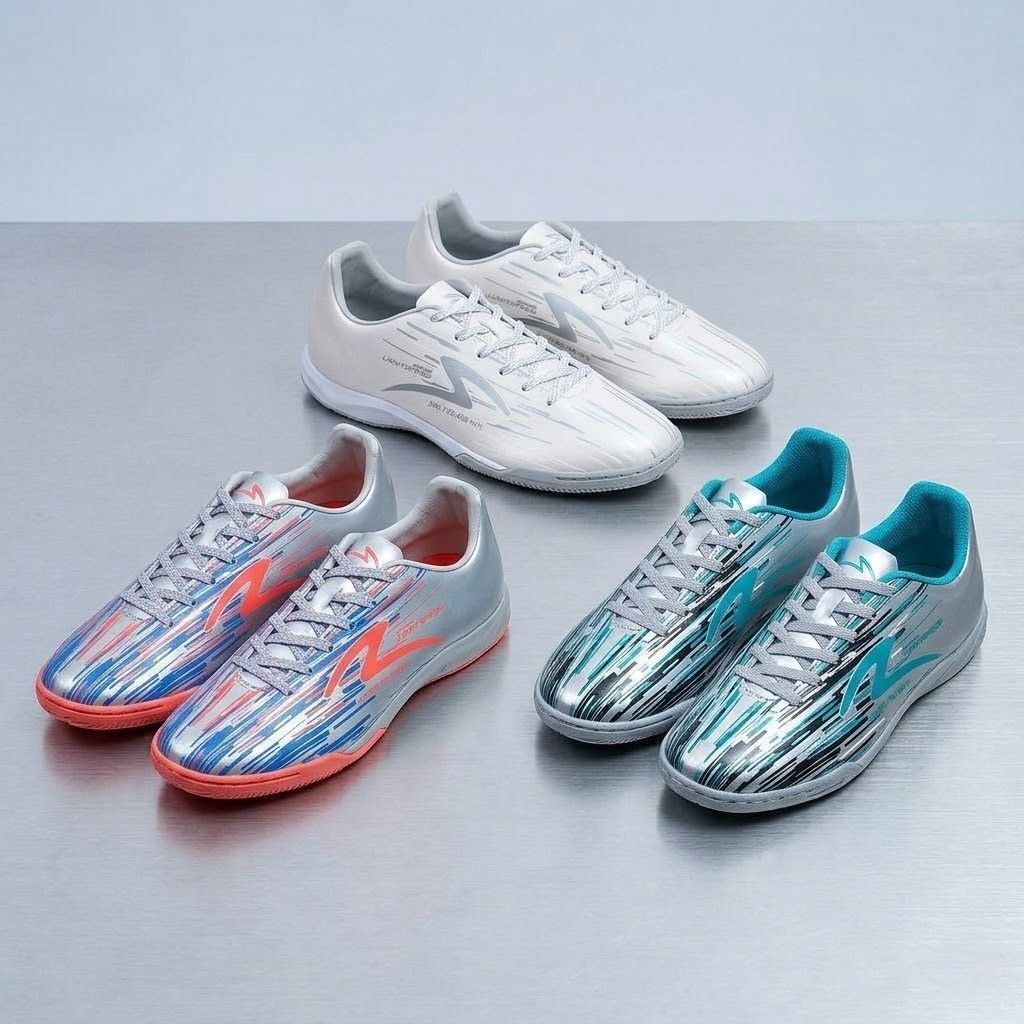 FREE ONGKIR  Sepatu Futsal Specs Lightspeed Reborn IN Silver/Black/Aqua Specs LS Reborn Bisa COD