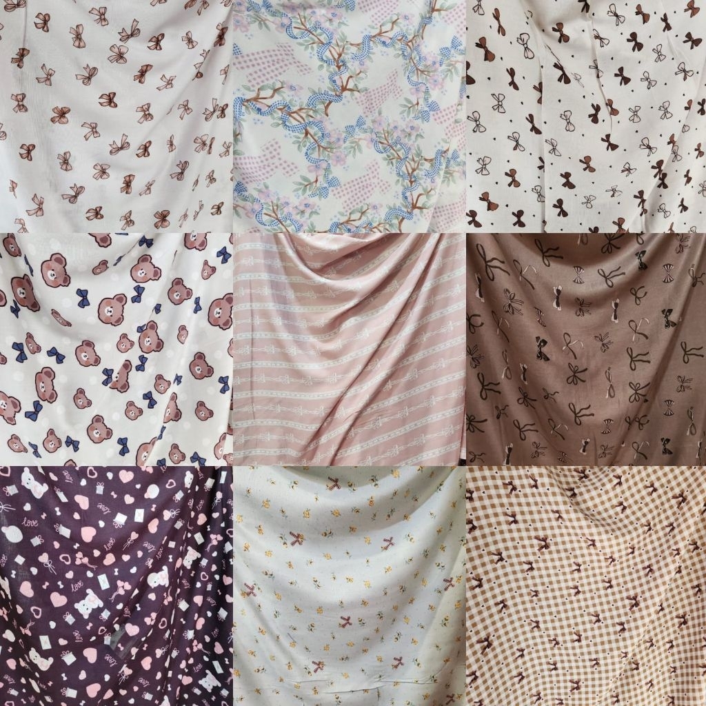 [ 0.5 Meter ] Kain Katun Rayon Motif Viscose Premium import Terbaru _Kain Rayon Eceran_Kain Rayon Pr