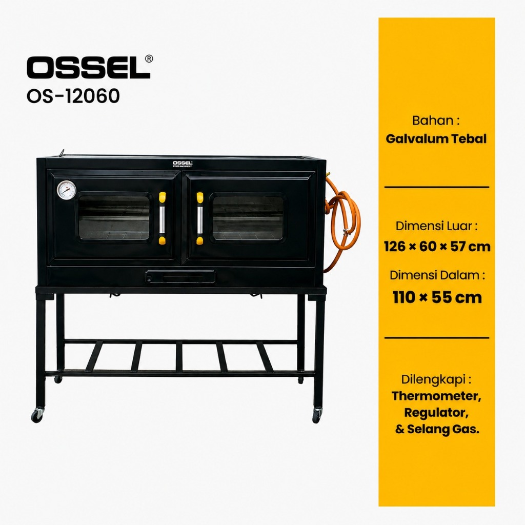 OSSEL Oven Galvalum Tebal OS-12060 Rak Bongkar Pasang Oven Roti & Kue Kapasitas Besar