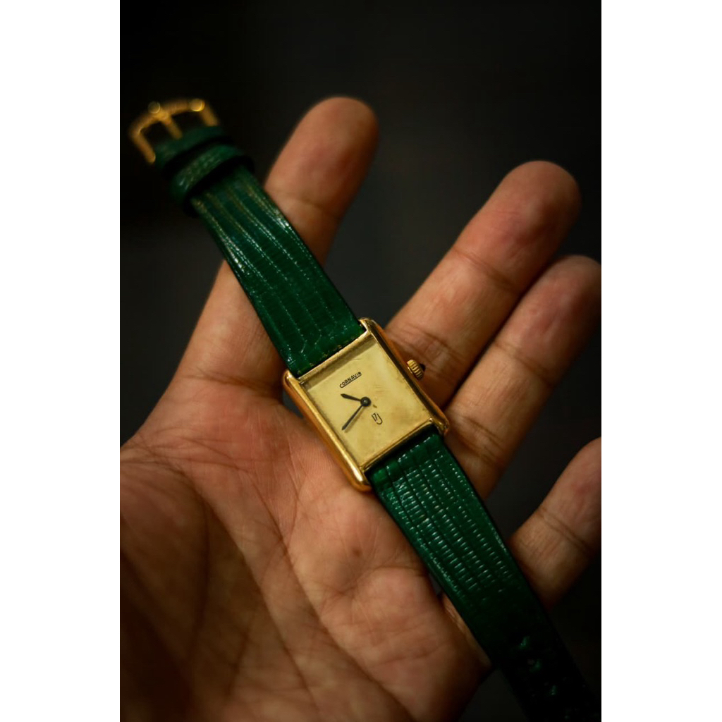 Jam Tangan Vintage CORNAVIN Tank 18k Gold Plate 1971