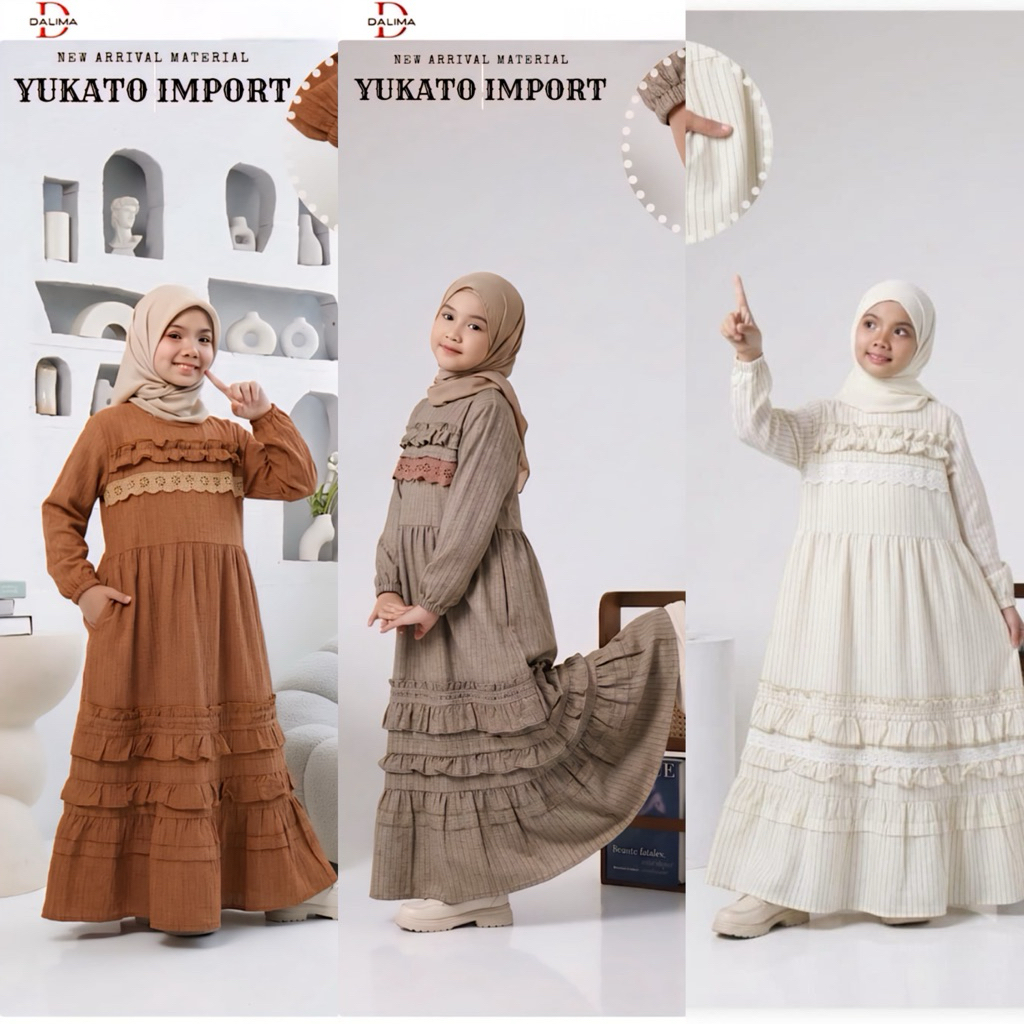 (SIZE XL)GAMIS KATUN KOMBINASI ANAK DALIMA KIDS BY SEMUT
