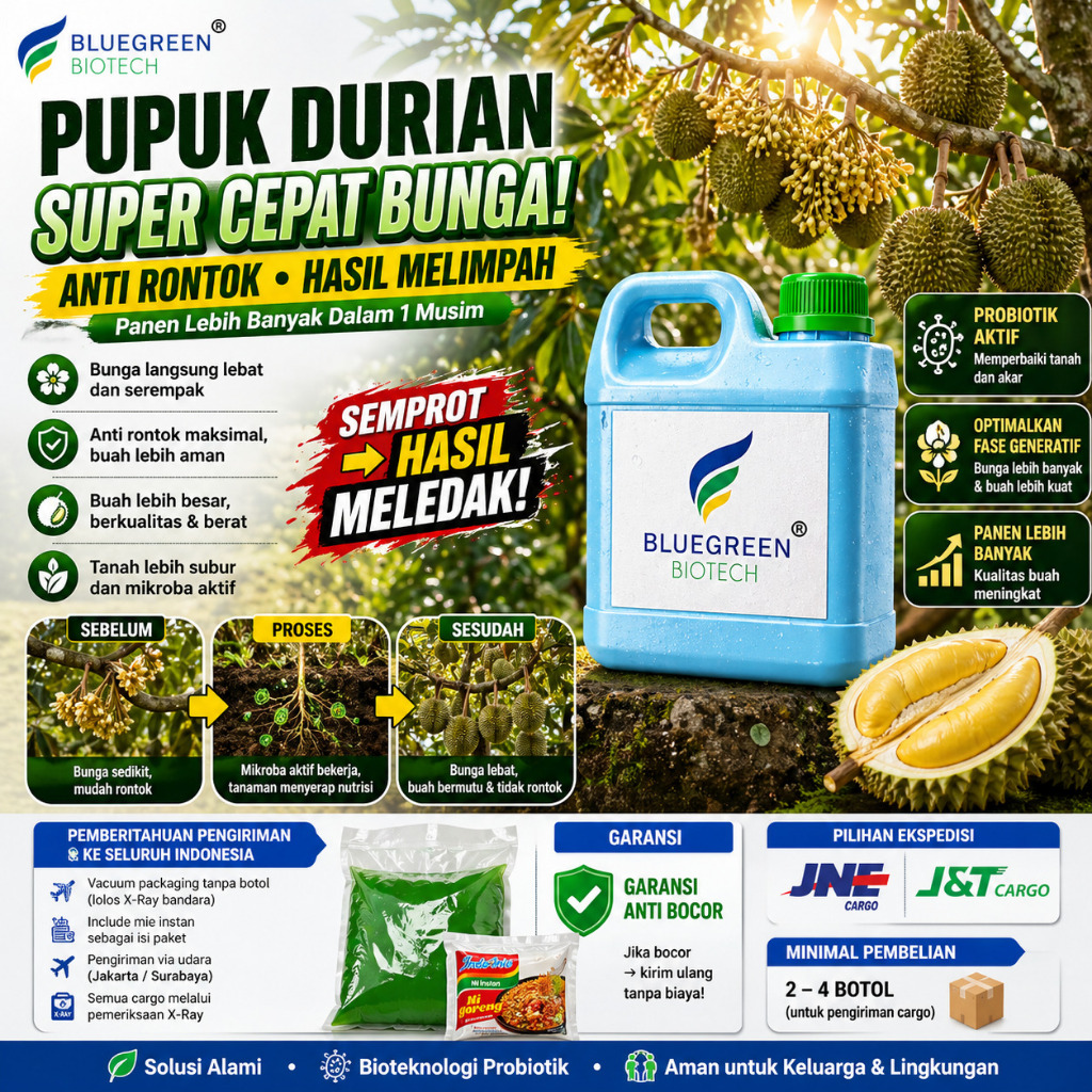 Pupuk Buah Durian Booster Pelebat Bunga dan Anti Rontok Buah