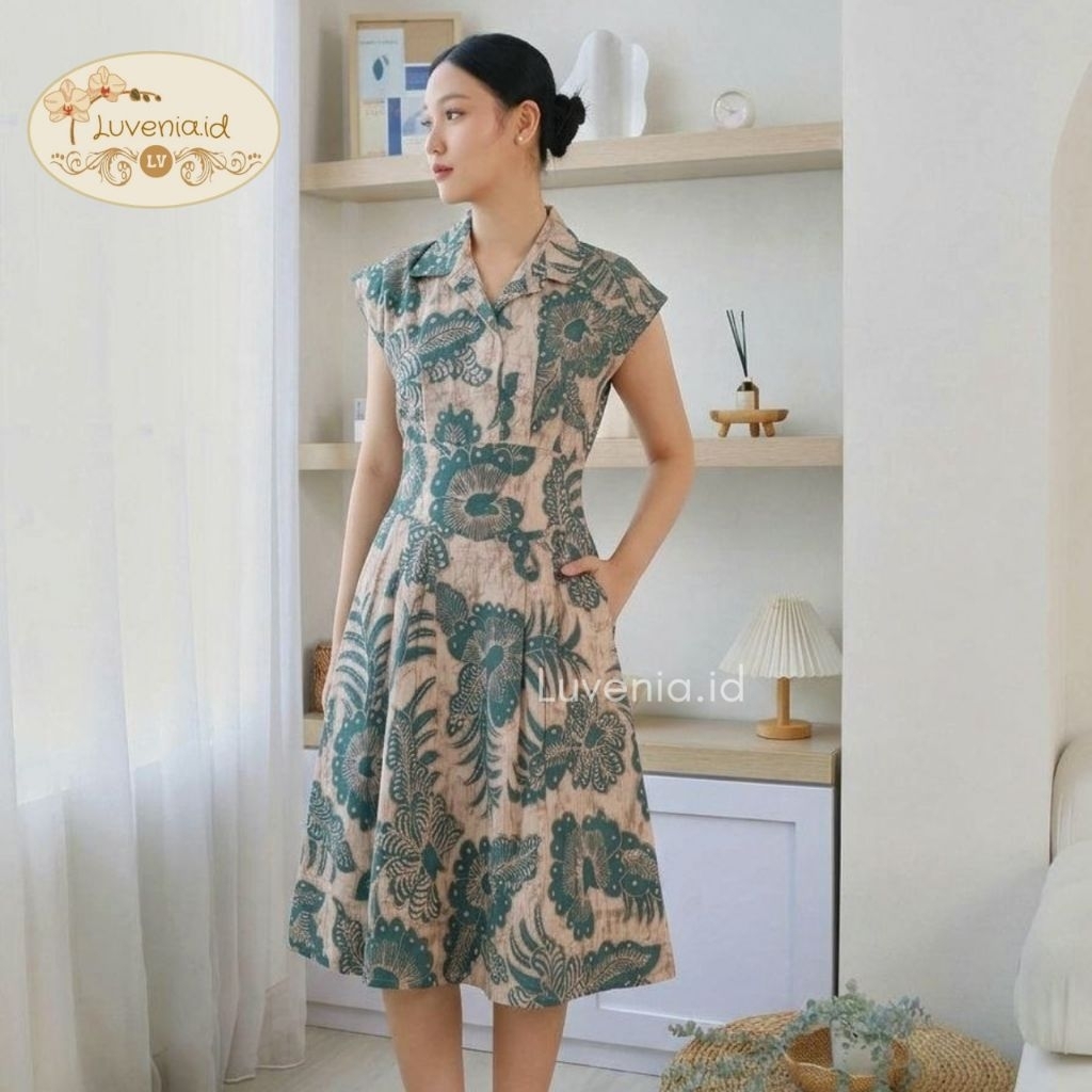 Dress Batik Wanita 343 BHK - Batik Modern / Batik Couple / Seragam Batik / Batik Wanita / Batik Teru