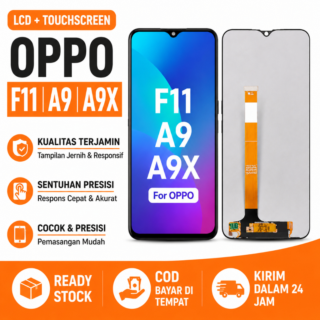 LCD Touchscreen Fullset OPPO F11 A9 A9X Layar Sentuh HP Original Garansi Test + Toolkit