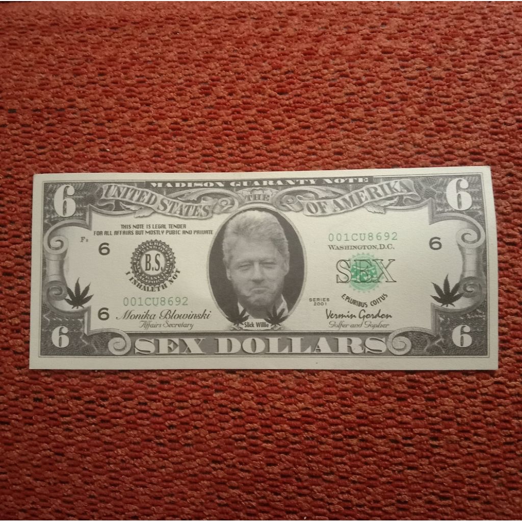 6 Dollar Uang Kertas Bill Clinton