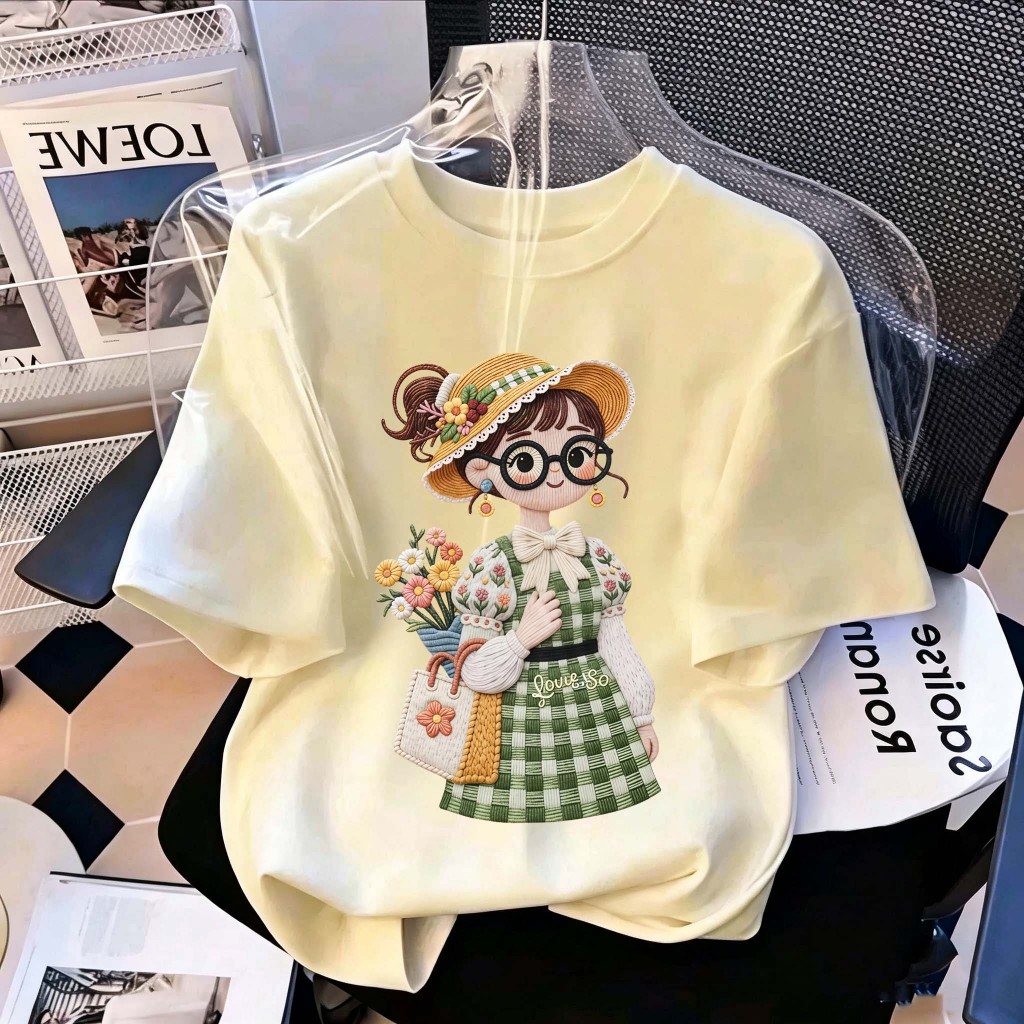 JiOJiO Kaos Anak Kuning Print Gadis Bunga Lucu Viral TikTok pakaian anak baju anak perempuan baju an