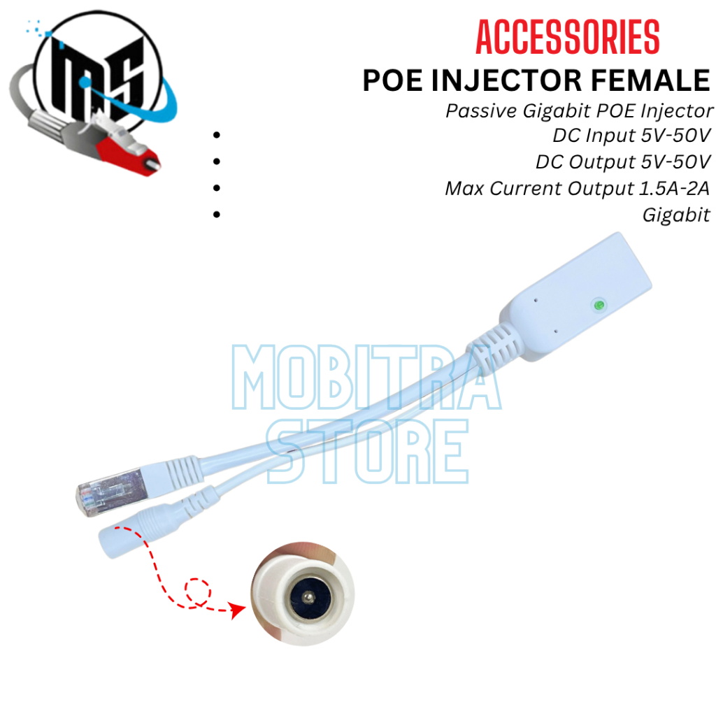 Passive Gigabit POE Splitter Female|Gigabit POE Injector Cewek