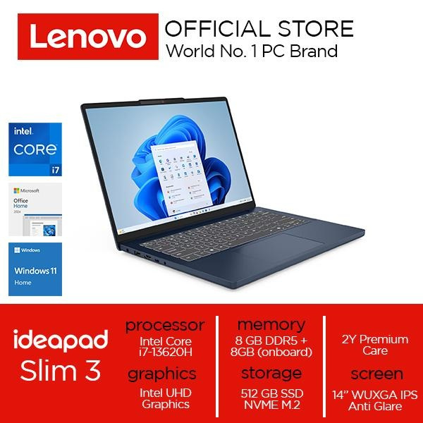 Lenovo IdeaPad Slim 3 14IRH10 - Intel Core i7-13620H - 16GB SODIMM DDR5-4800 - 512GB SSD - WIN11+OHS
