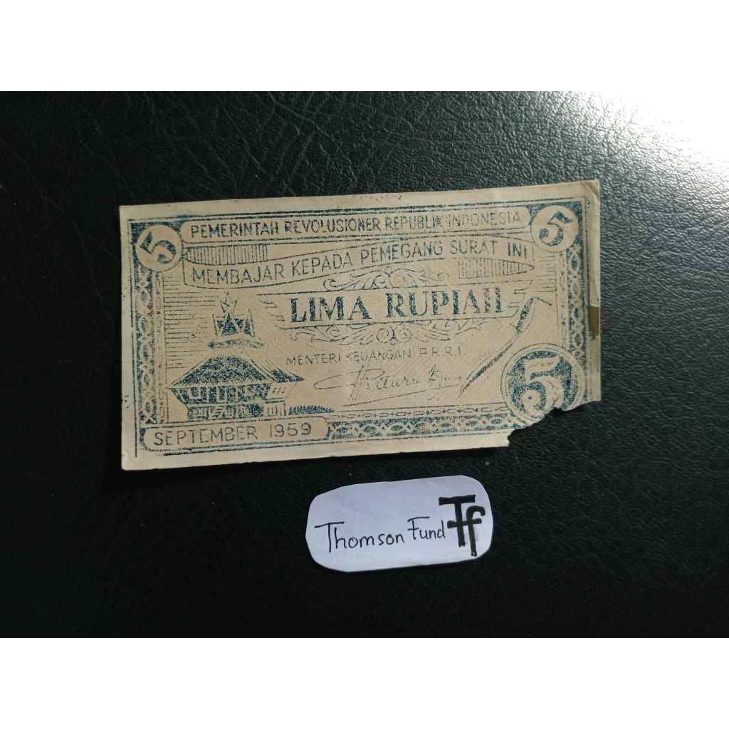 5 Rupiah PRRI/Persemesta 1959 (Fine) Rare/Langka