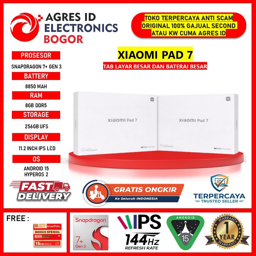 [ READY NEW] TABLET XIAOMI PAD 7 LAYAR BESAR BATERAI BESAR RAM 8GB ROM 256GB WIFI ONLY Chip Snapdrag