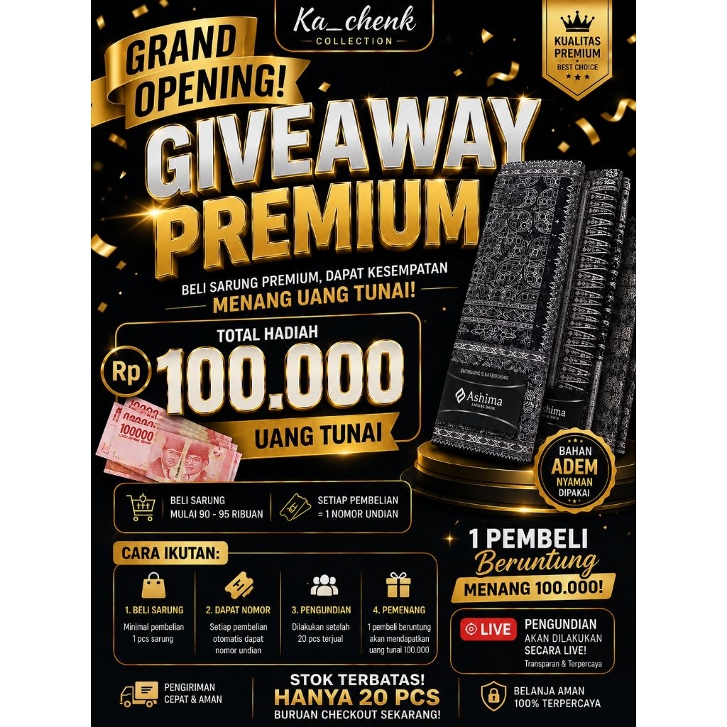 Sarung Batik Ashima Pekalongan Premium | Sarung Dewasa Motif Eksklusif | Giveaway Uang Tunai