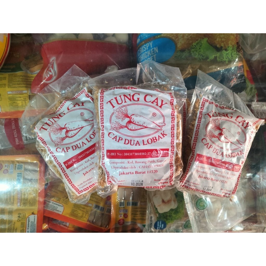 Tongcai / tung cay Cap Dua Lobak 250gr dan 1kg - Sayuran Kering Asin, Pelengkap Makanan Favorit, Ras