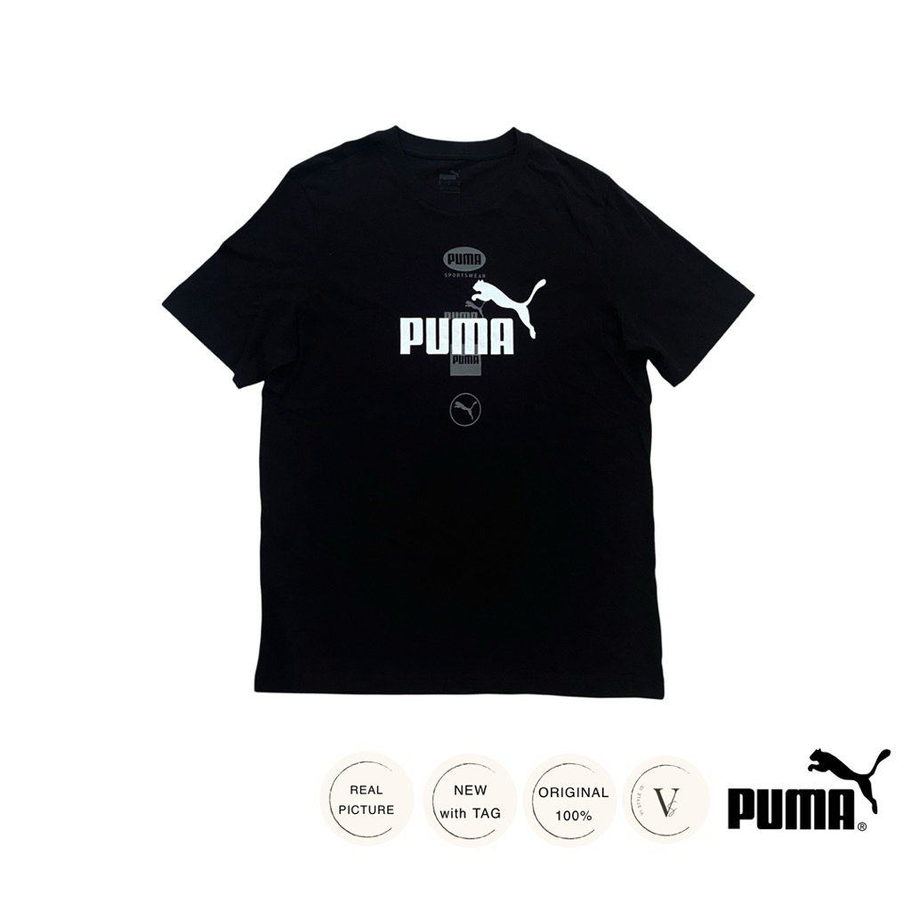 PUMA Tshirt Kaos Katun Baju Olahraga Sport Pria Hitam Olahraga Baju PUMA Original 100%