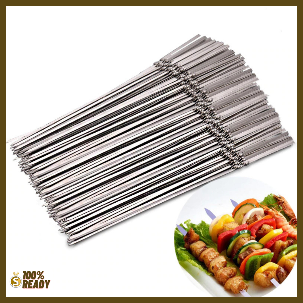 Alat Tusuk Sate Besi Stainless / Tusuk Sate Klatak Barbeque Sate Daging Kambing
