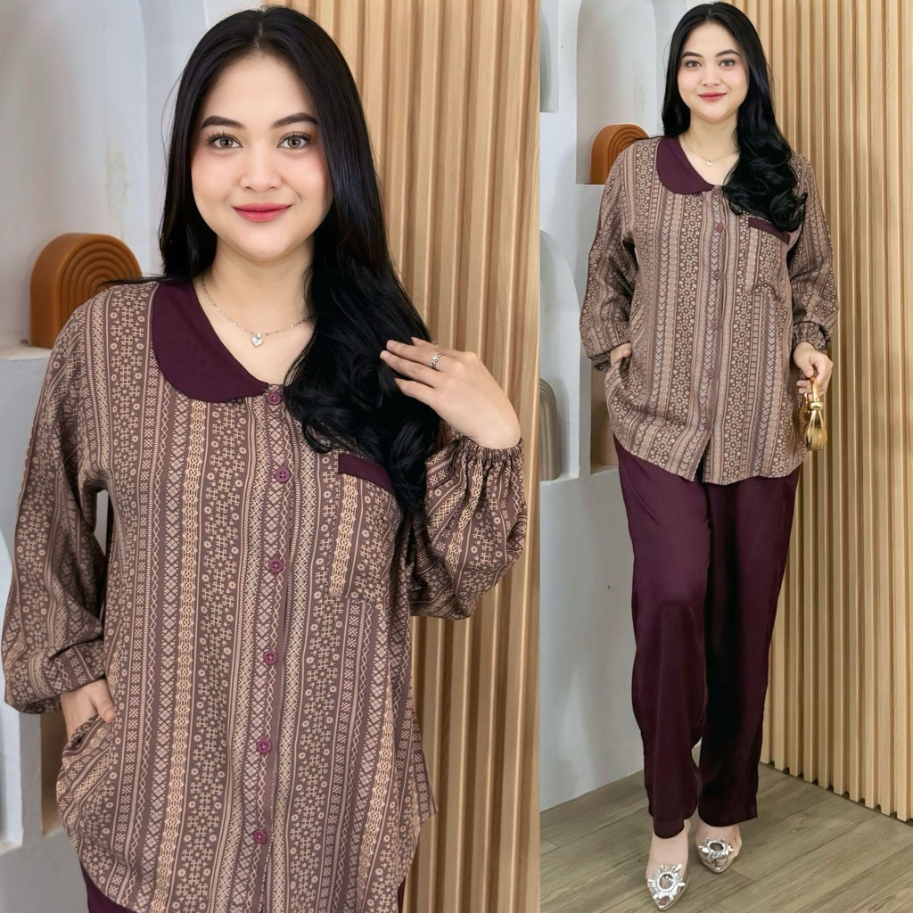 SETELAN SESYIL BY CELIEN  / setelan jumbo by celine/ Setelan Rayon Twill Kekinian