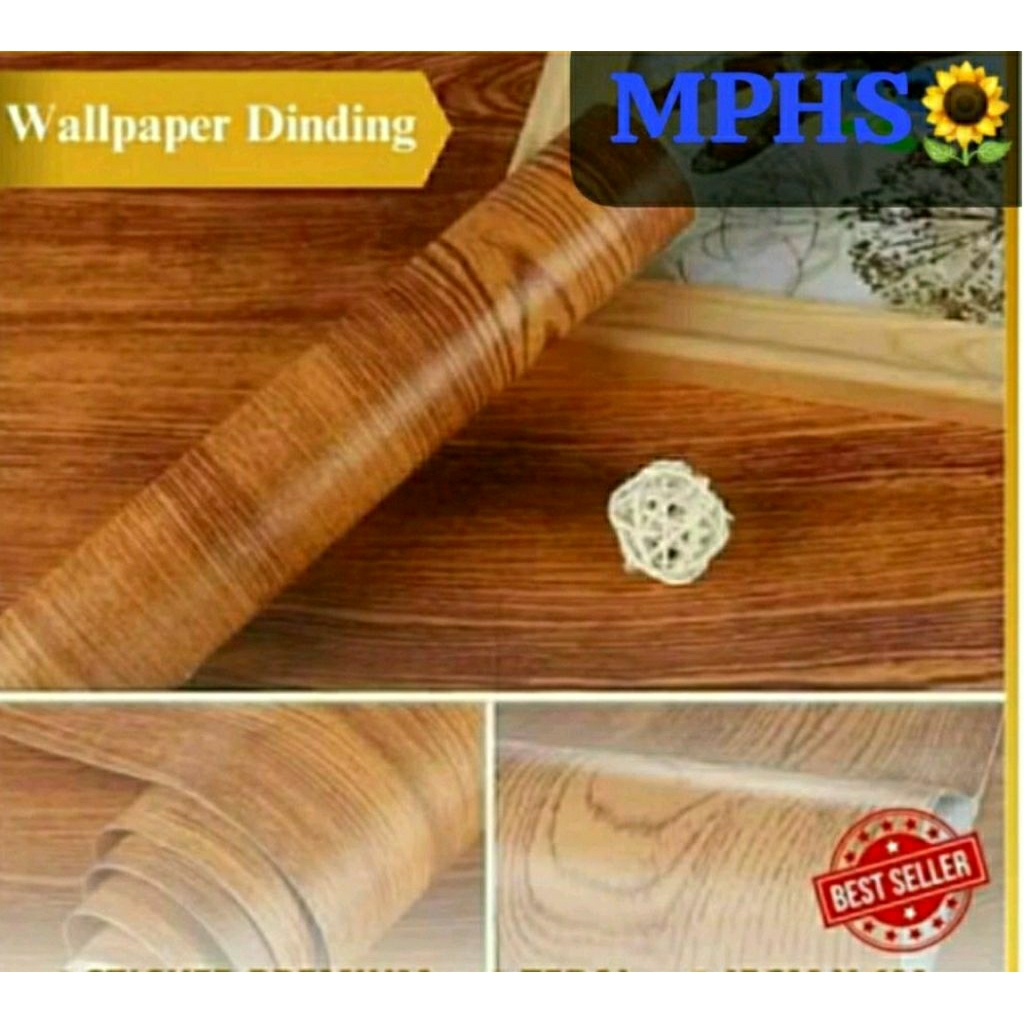 Big SALE Wallpaper Sticker Dinding Serat Kayu Natural/ Wallpaper Motif Kayu Triplek/ Wallstiker Dind
