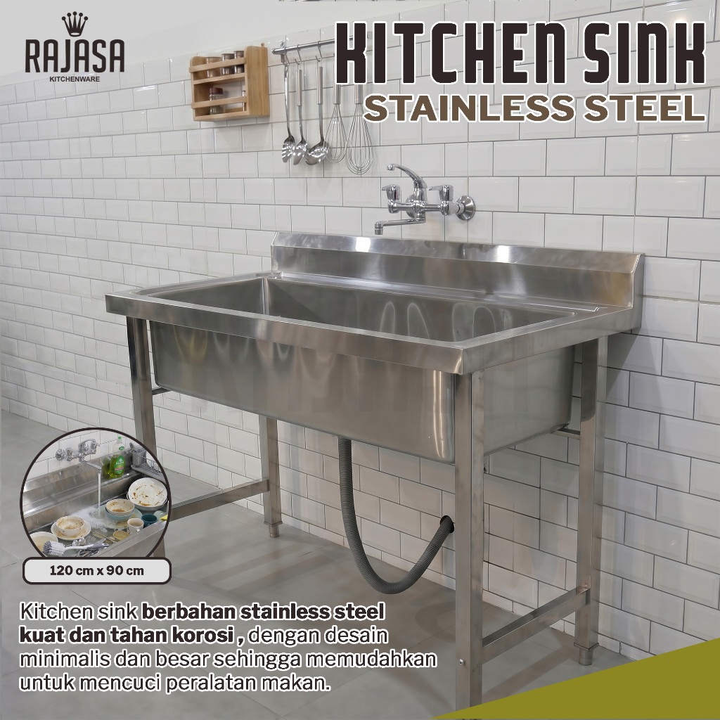 (FREE PACKING KAYU) Kitchen Sink Meja Cuci Piring Bak Cuci Tangan Stainless Steel | Tempat  Pencucia