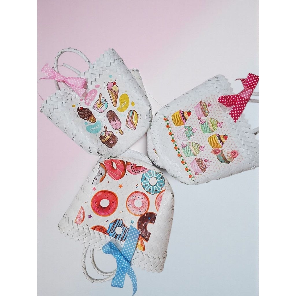 Ready Stock..Birthday Goodiebags Souvenir Ultah Tas anyaman plastik decoupage