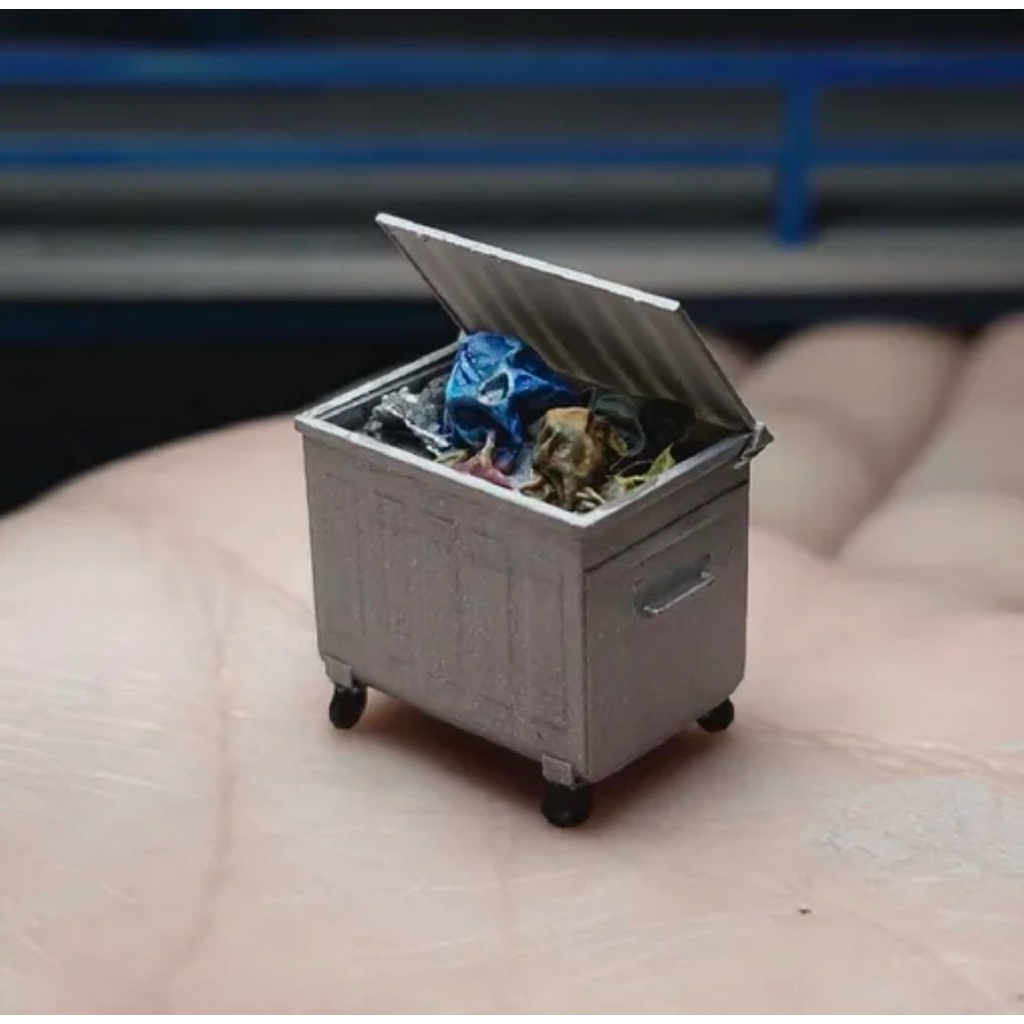 Miniatur tempat sampah Mobil 1:64 – Aksesoris Diorama Garage