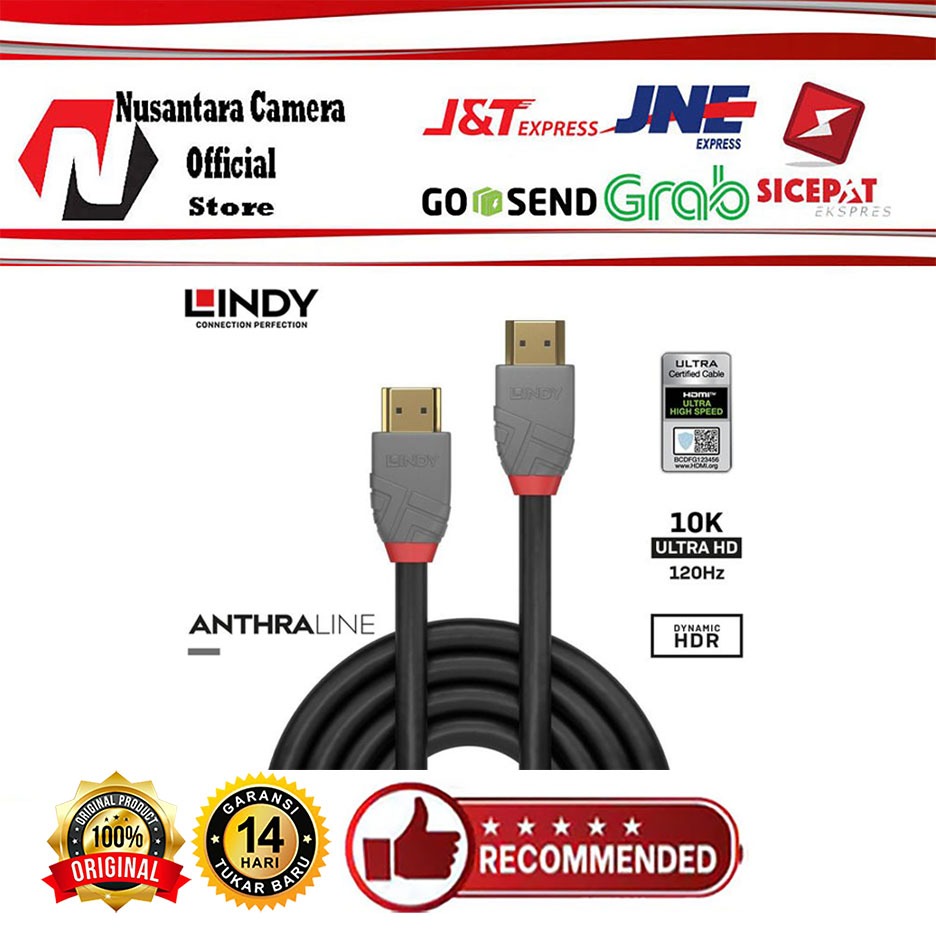 Lindy Kabel HDMI Ultra high Speed HDMI to HDMI Anthra 1M 2M - 36952 36953 - 1m 36952