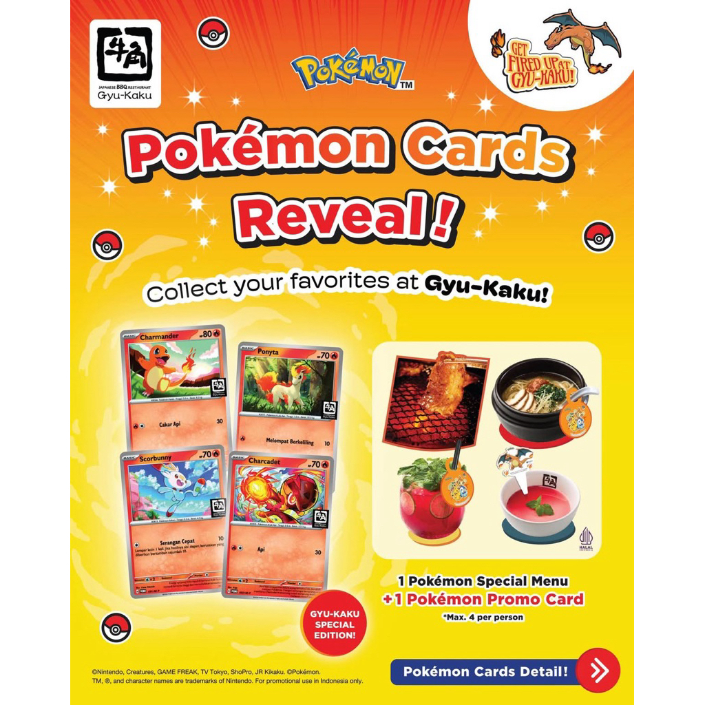 Gyukaku Pokemon / Gyukaku x Pokemon Card / Mainan Kartu Pokemon - Motif Acak, Ukuran 6,5x9cm, Bahan 