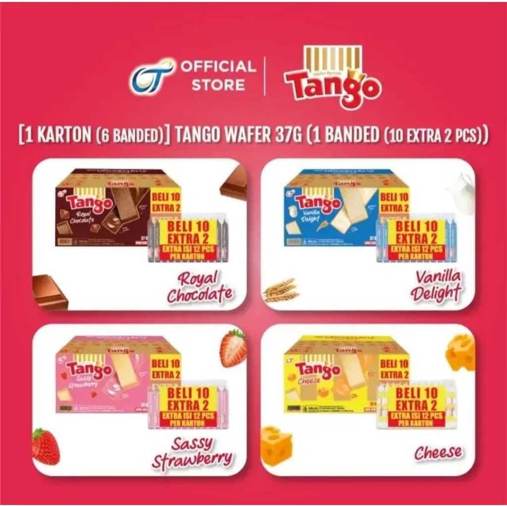 Tango wafer 1 dus @39gram (coklat, vanilla, strawberry)