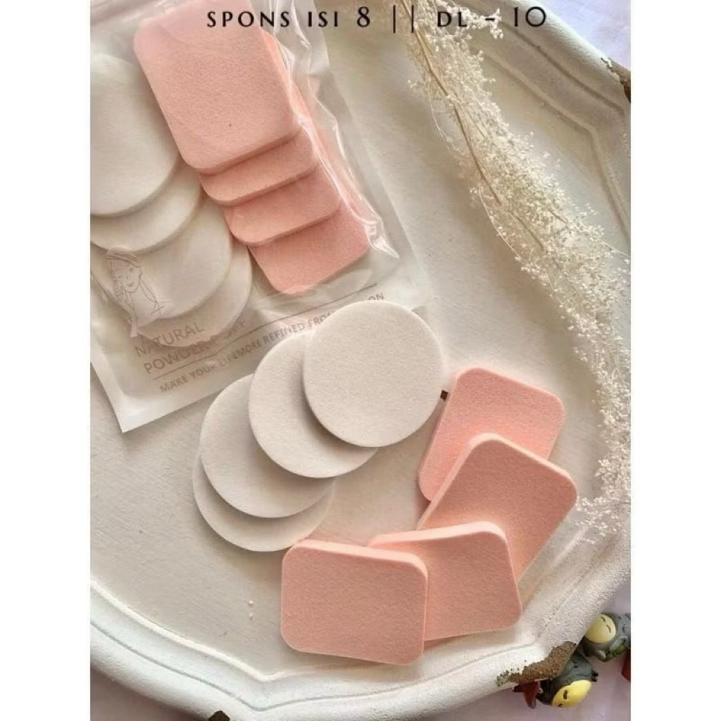 SPON BEDAK ISI 8/ SPONS BEDAK BENTUK BULAT/KOTAK ~SPONGE MAKE UP FOUNDATION