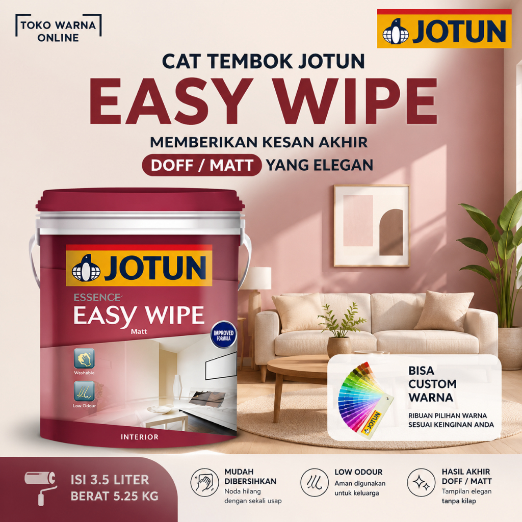 CAT TEMBOK JOTUN EASY WIPE BISA CUSTOM WARNA UKURAN 5.25 KG 3.5 LITER (GALON)