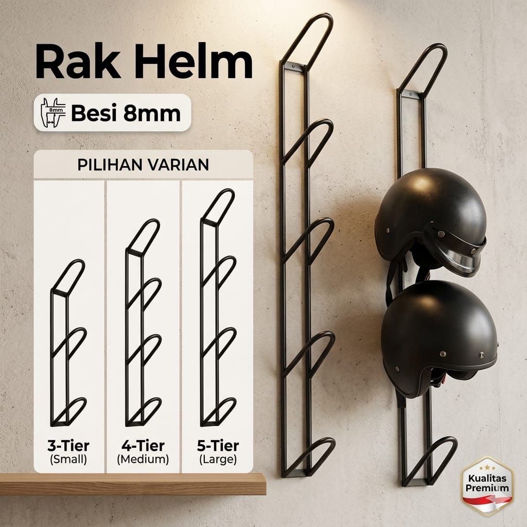 Rak Helm Gantung 5 Susun Diameter Besi 8.Mm