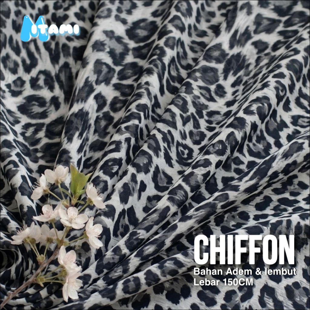 Kain Sifon Chiffon Motif Leopard Macan Tutul (Harga Per 0,5)