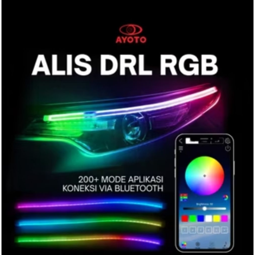 Lampu Alis Runing Led RGB Matrix Lampu Alis RGB Universal Motor/Mobil Ayoto 30cm dan 60cm halus tida