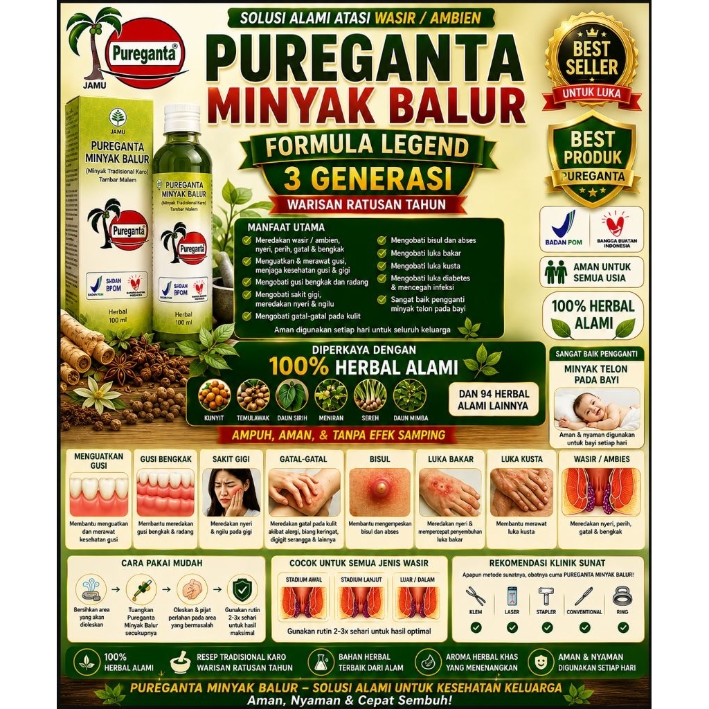 PUREGANTA- Minyak Kelapa Hijau Minyak Oles LUKA DIABETES/Minyak hijau