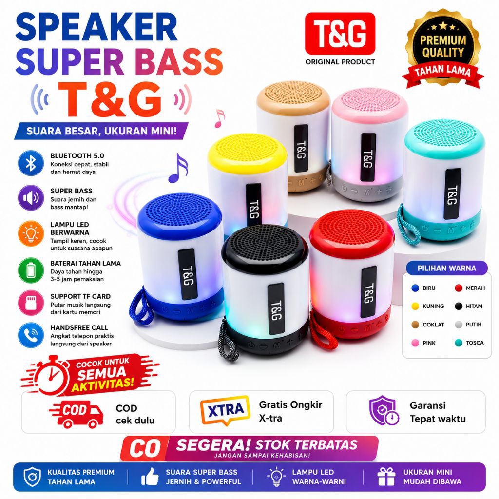 SPEAKER PORTABLE BLUETOOTH SONY TG156 LED LIGHT